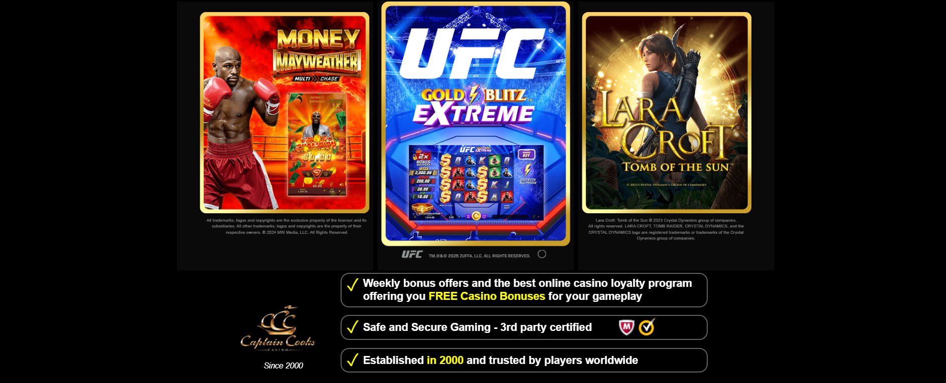 Captain Cooks Casino Game Selection